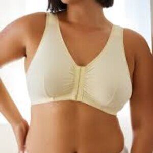 Leading Lady The Meryl - Cotton Front-Closure Comfort & Sleep Bra in Ecru NWT